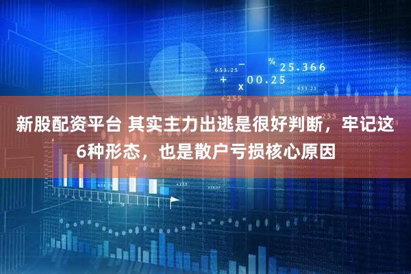 新股配资平台 其实主力出逃是很好判断，牢记这6种形态，也是散户亏损核心原因